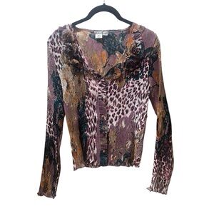 Alberto Malaki |Floral print crinkle chiffon blouse‎ | size Medium